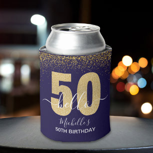 Enfriador De Latas Hello 50! -Birthday - 50th Women's  Gold glitter