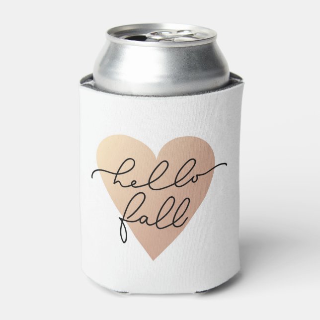 Enfriador De Latas Hello Fall Love Heart (Lata Anverso)