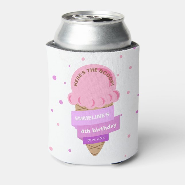 Enfriador De Latas Here's The Scoop Ice Cream Sweet Pink Birthday (Reverso de la lata)