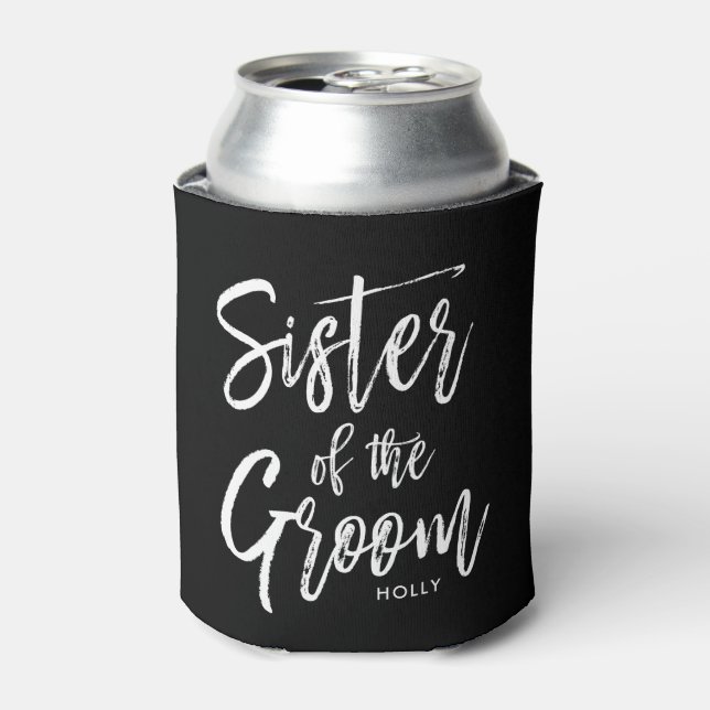 Enfriador De Latas Hermana del Groom | Boda personalizada con estilo  (Lata Anverso)