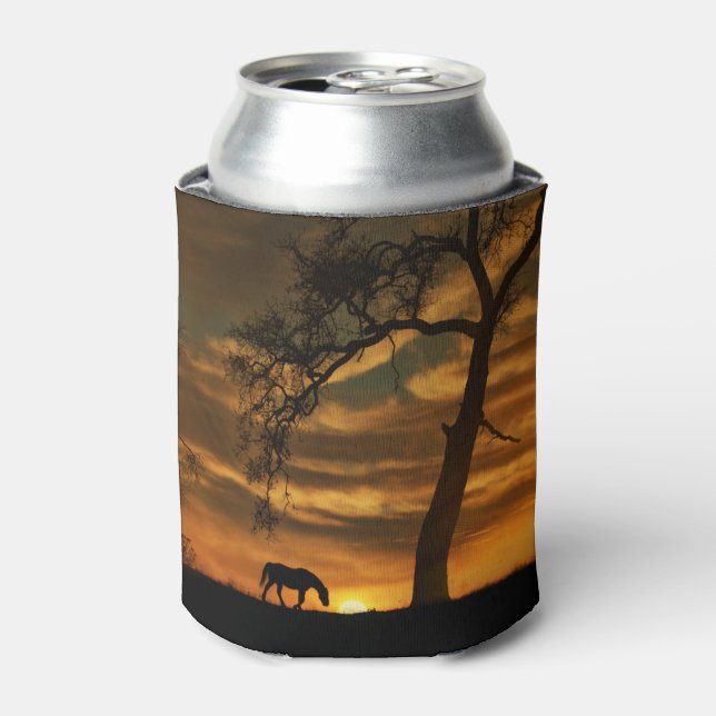 Enfriador De Latas Hermosa copa de caballos y árboles (Lata Anverso)