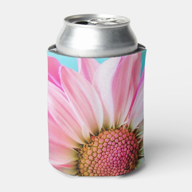 Enfriador De Latas Hermosa flor rosa cercana foto (Lata Anverso)