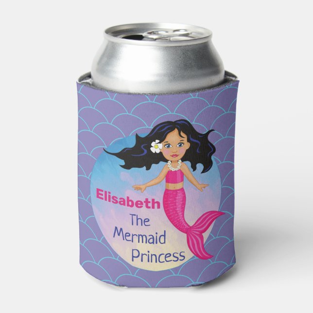 Enfriador De Latas Hermosa princesa sirena bajo el mar Chicas (Lata Anverso)