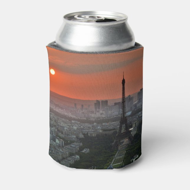 Enfriador De Latas Hermosa puesta de sol en París (Reverso de la lata)