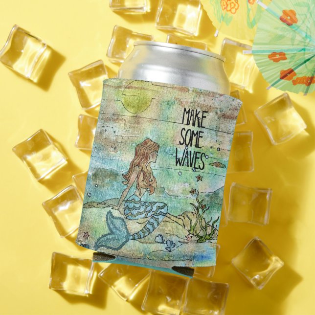 Enfriador De Latas Hermosa Sirenita Hacer Algunas Olas Refrigerador d (Verano in situ)