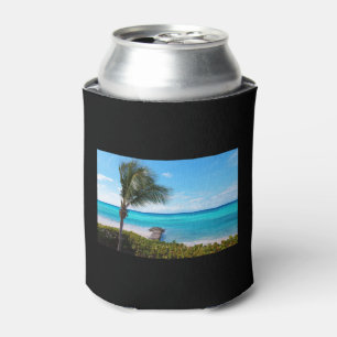 Enfriador De Latas Hermoso árbol de palma tropical ventoso en la play