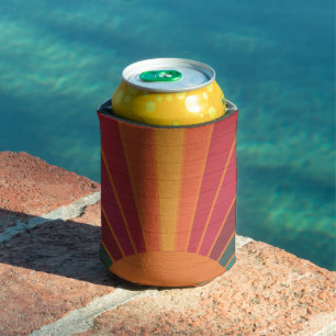Enfriador De Latas Hermoso Arte Folclórico del Suroeste con Rayos de