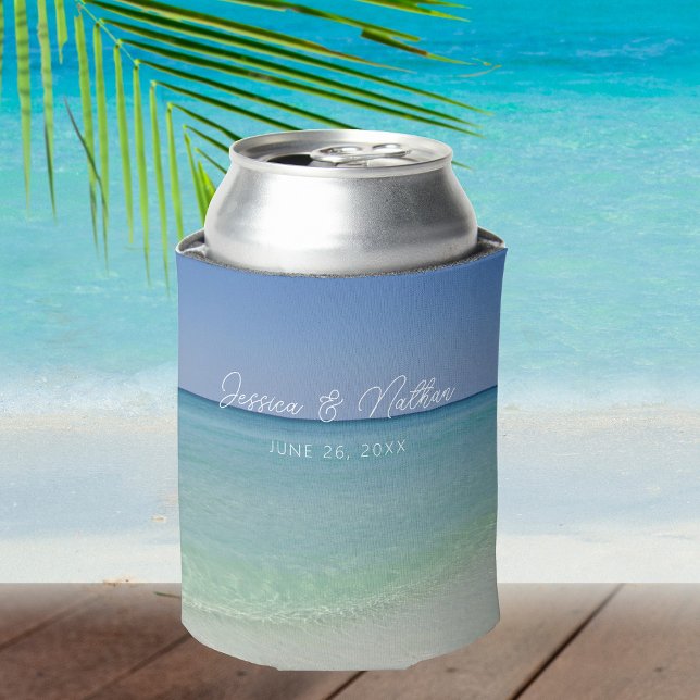 Enfriador De Latas Hermoso Boda personalizado de Beach Horizon (Subido por el creador)