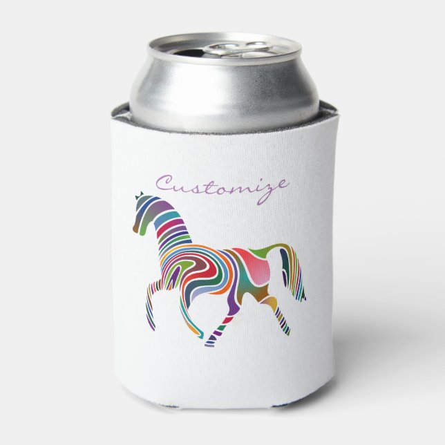 Enfriador De Latas Hermoso color arcoiris Caballo Thunder_Cove (Lata Anverso)