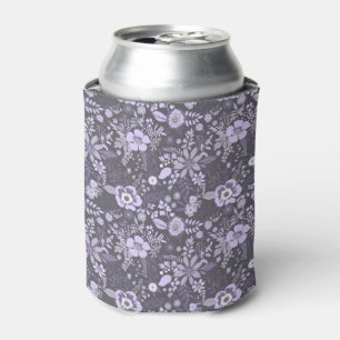 Enfriador De Latas Hermoso estilo retro azul pastel estampado floral