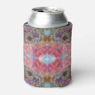 Enfriador De Latas Hermoso jardín de flores chic acuarela 