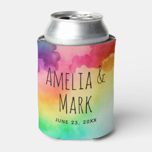 Enfriador De Latas Hermosos colores arcoiris Resumen Boda de diseño