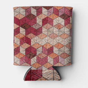 Enfriador De Latas Hexagones bordados: Impresión de arte bohemio.