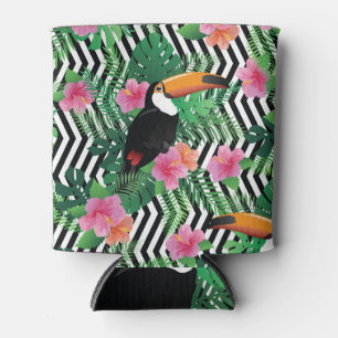 Enfriador De Latas Hibiscus exótico, textura tropical táctil.