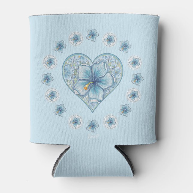 Enfriador De Latas Hibiscus & lace TURQUOISE (Anverso)