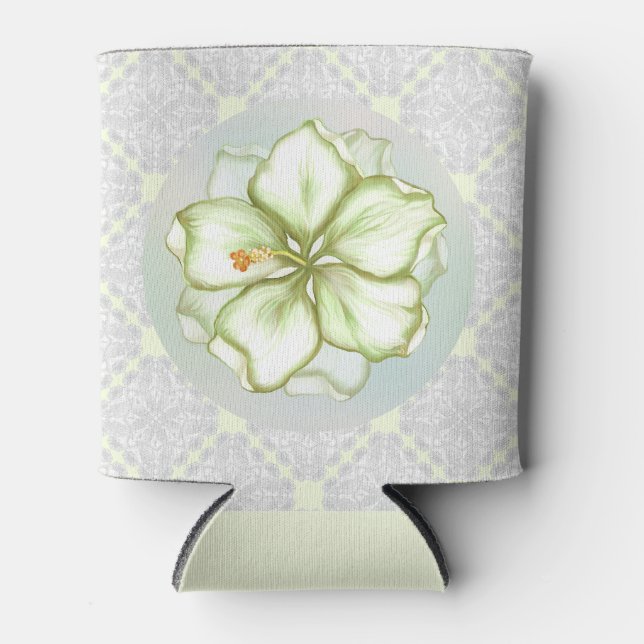 Enfriador De Latas Hibiscus & lace WHITE (Anverso)