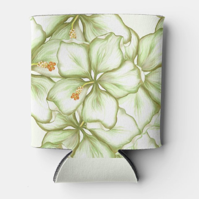 Enfriador De Latas Hibiscus & lace WHITE (Anverso)
