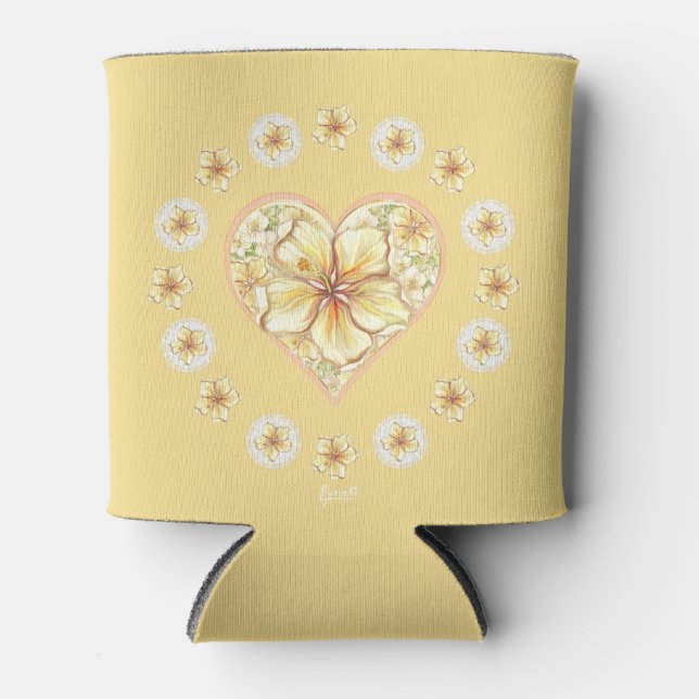 Enfriador De Latas Hibiscus & lace YELLOW (Anverso)