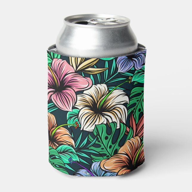 Enfriador De Latas Hibiscus Refrigerador de bebidas (Lata Anverso)
