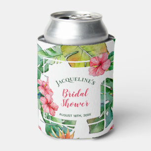 Enfriador De Latas Hibiscus Tropical Hawaiian Luau Bridal
