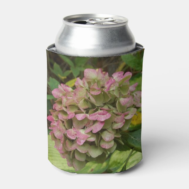 Enfriador De Latas Hidrangea de otoño con hojas de Hosta dorada (Lata Anverso)