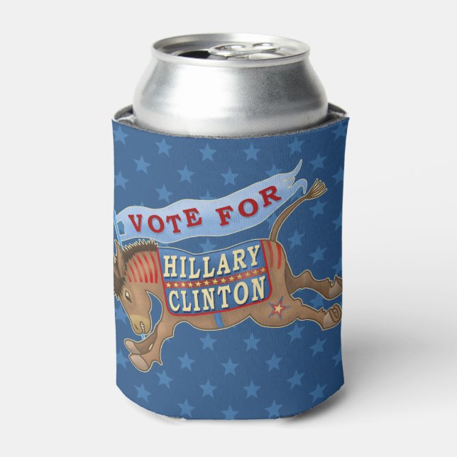 Enfriador De Latas Hillary Clinton Presidente 2016 Demócrata Donkey (Lata Anverso)