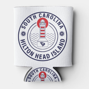 Enfriador De Latas Hilton Head Island Lighthouse Retro Sunset