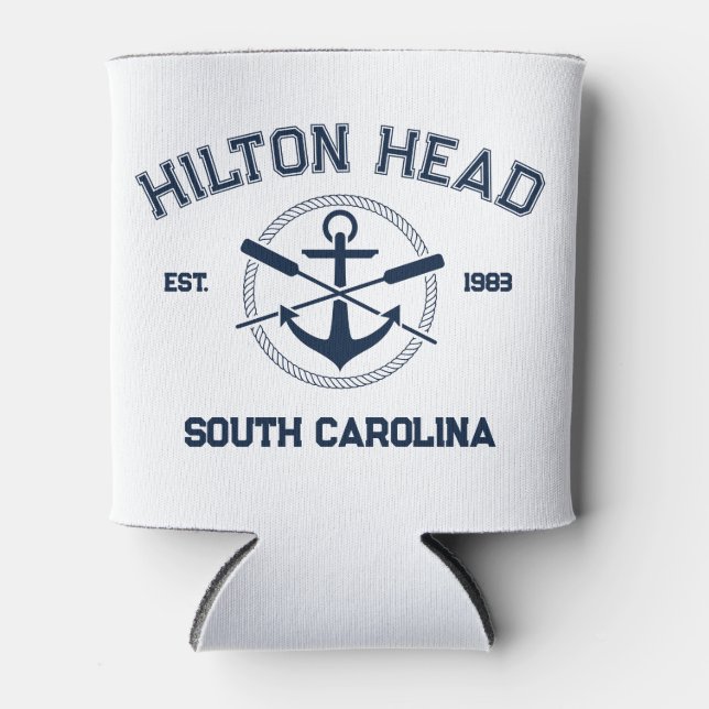 Enfriador De Latas Hilton Head Island SC Navy Crossed Oars Anchor (Anverso)