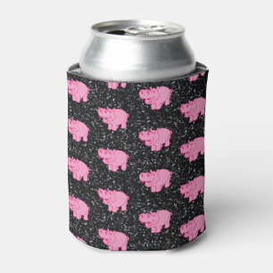 Enfriador De Latas Hipopótamos rosados Cara sonriente de hipopótamo l