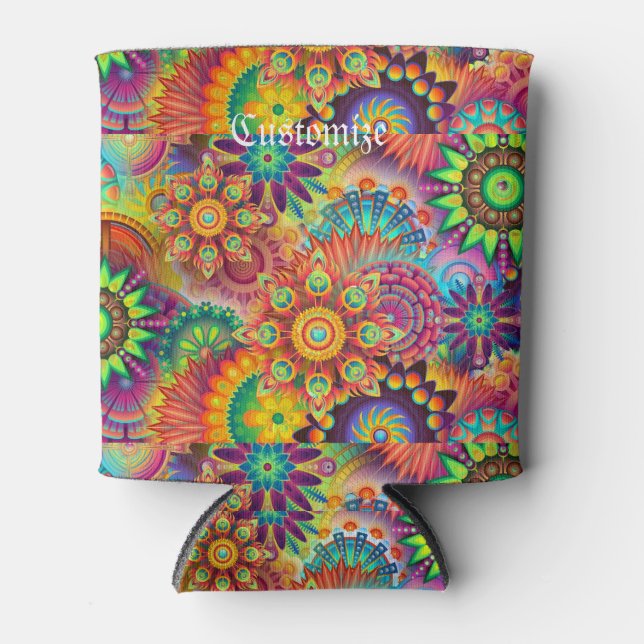 Enfriador De Latas Hippie Groovy Techno Psychedelic Thunder_Cove (Anverso)