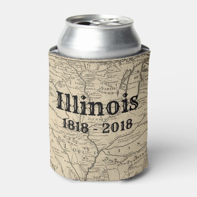 Enfriador De Latas Histórico Bicentenario de Illinois (Lata Anverso)