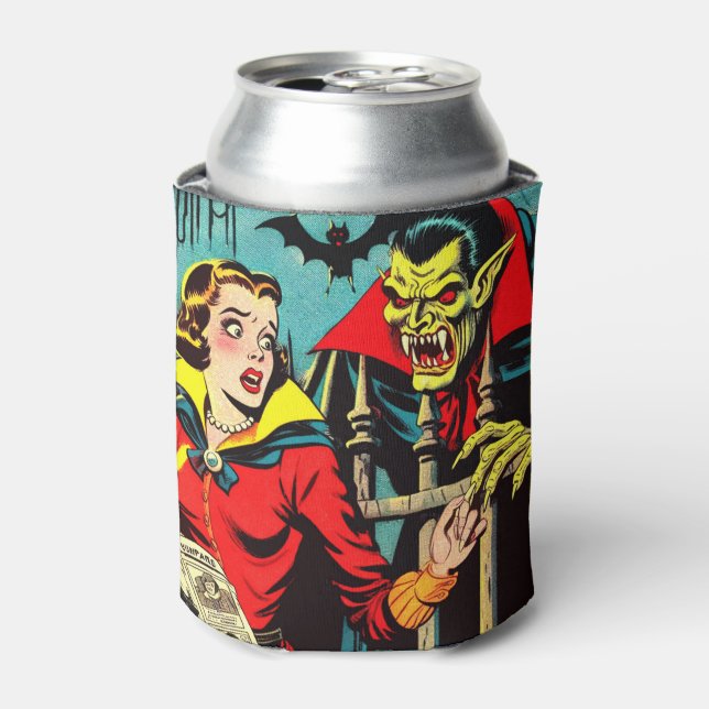 Enfriador De Latas Historietas de vampiros de terror retro (Lata Anverso)