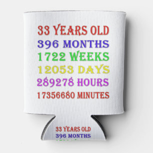 Enfriador De Latas Hitos de cumpleaños número 33