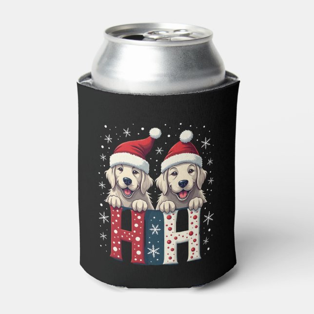 Enfriador De Latas Ho Ho Ho Great Pyrenees Dog Lover Christmas Santa  (Lata Anverso)