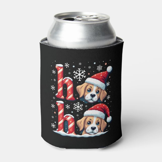 Enfriador De Latas Ho Ho Ho Great Pyrenees Dog Lover Christmas Santa  (Lata Anverso)