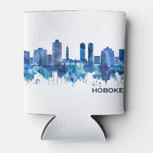 Enfriador De Latas Hoboken New Jersey Skyline Blue