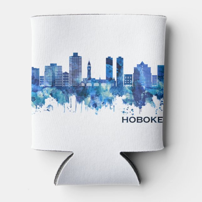 Enfriador De Latas Hoboken New Jersey Skyline Blue (Anverso)