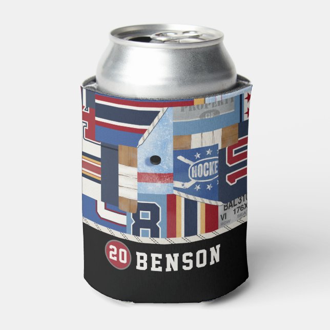 Enfriador De Latas Hockey sobre hielo personalizado en tiempo viejo (Lata Anverso)