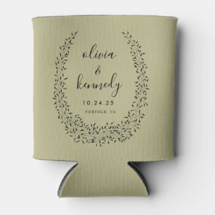Enfriador De Latas Hoja mínima   Boda Botánica personalizada Wreath