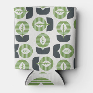 Enfriador De Latas Hojas abstractas retro: estilo vintage sin foco