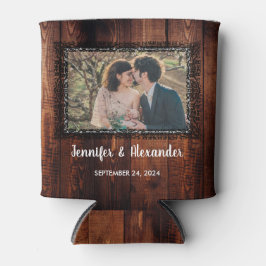 Enfriador De Latas Hojas acuáticas boda de fotografía de madera rústi