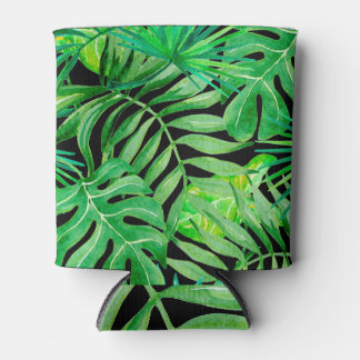Enfriador De Latas Hojas de acuarela tropical: Elegancia sin costura.