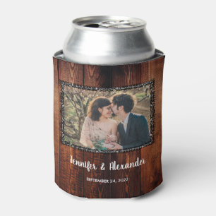 Enfriador De Latas Hojas de color agua de madera rústica foto boda pu
