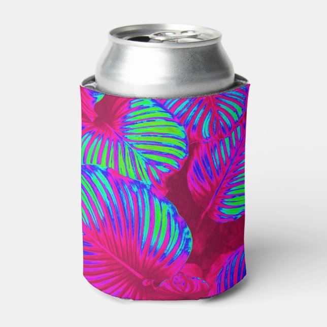 Enfriador De Latas Hojas de magenta exuberantes tropicales (Lata Anverso)