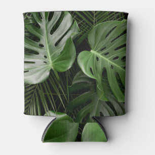 Enfriador De Latas Hojas de Monstera, diseño tropical de lujo.