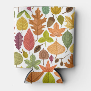 Enfriador De Latas Hojas de otoño: fondo blanco vintage.