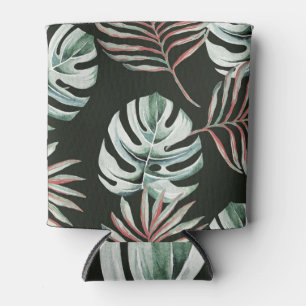 Enfriador De Latas Hojas de palma, monstera: acuarela tropical.