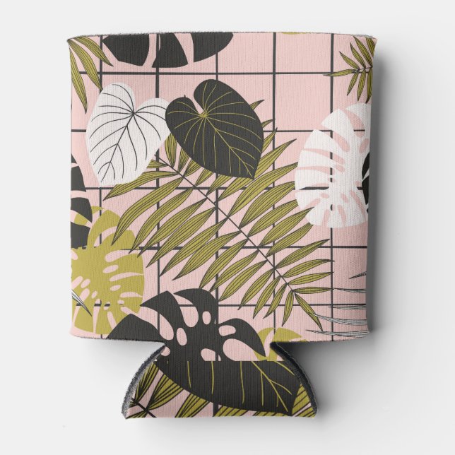 Enfriador De Latas hojas de palma tropical, verano elegante. (Anverso)