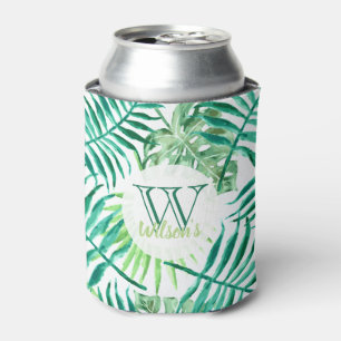 Enfriador De Latas hojas de palmera Personalizado, turquesa y verde: