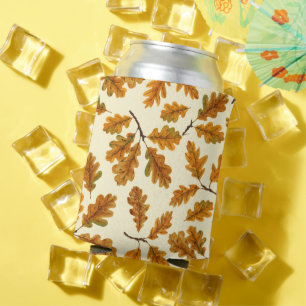 Enfriador De Latas Hojas de roble otoñales en blanco roto